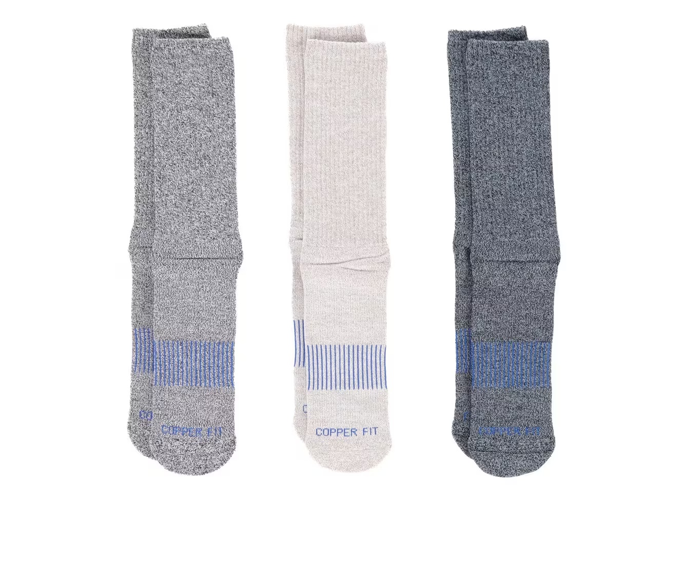 Copper Fit 3 Pack Men Energy Dress Cushioned Crew Socks