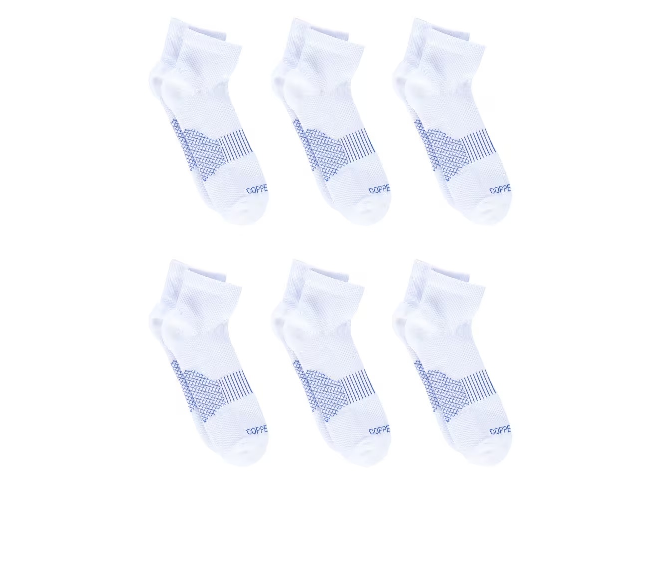 Copper Fit 6 Pack Men's Energy Quarter Crew Socks