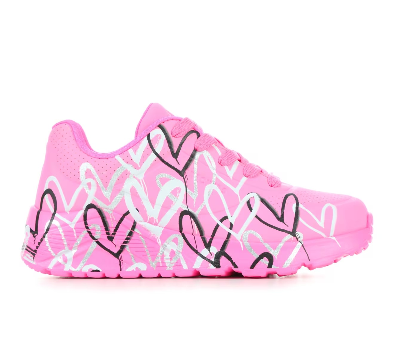 Girls' Skechers Street Little Kid & Big Kid Uno Lite Heart Metallic Wedge Sneakers