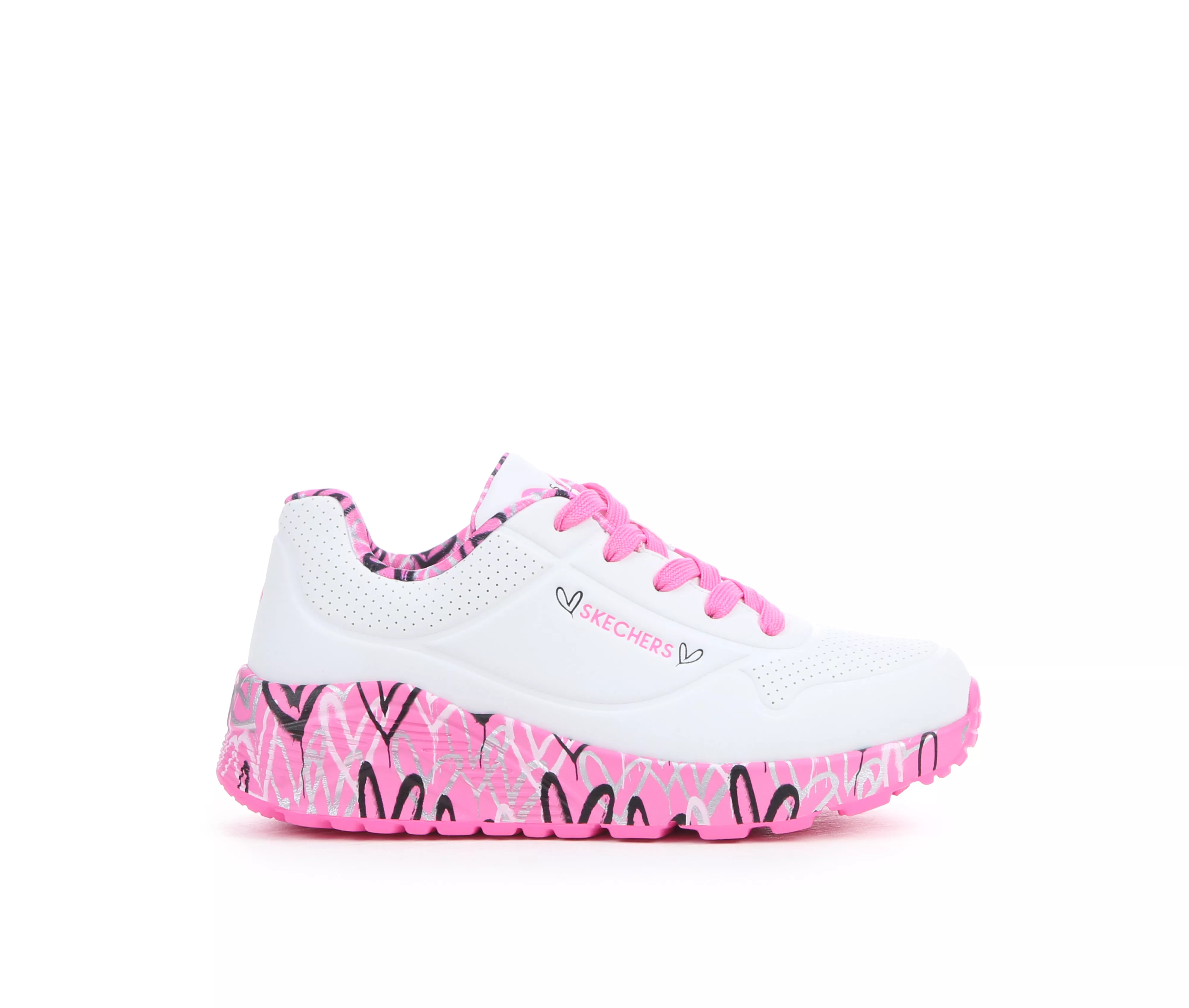 Girls' Skechers Street Little Kid & Big Kid Uno Lite JGoldcrown Heart Sneakers